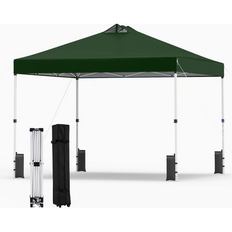 3 x 3 m grüner Pop-Up-Pavillon mit Sandsäcken und Heringen