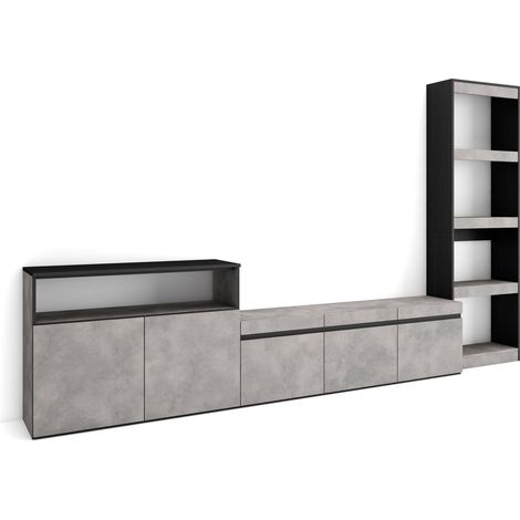 Skraut Home - Ensemble Meuble TV, Meuble Salon Complet, 310x186x35cm, Pour les TV jusqu'à 65", Salon Complet, Style moderne, Gris Ciment (1/5)