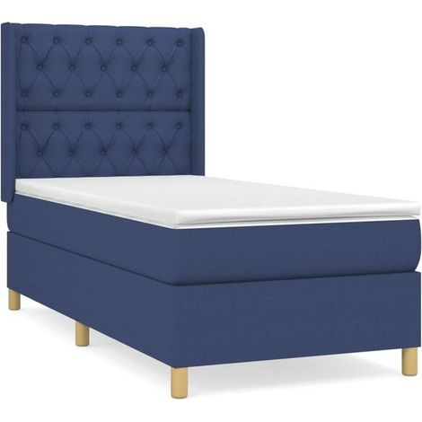 Cadre de lit en tissu, matelas inclus, bleu, 80 x 200 cm (1/5)