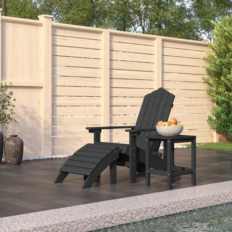 Chaise de jardin,Chaise d'extérieur,Fauteuil Adirondack repose-pied table PEHD Anthracite -BV20640 (1/5)