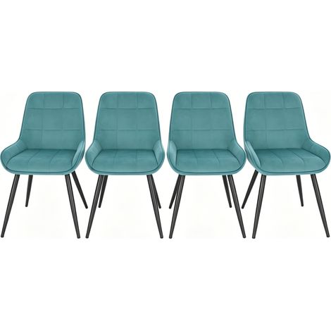 Set di 4 sedie da pranzo in velluto color turchese con struttura in metallo MODENUIT (1/5)
