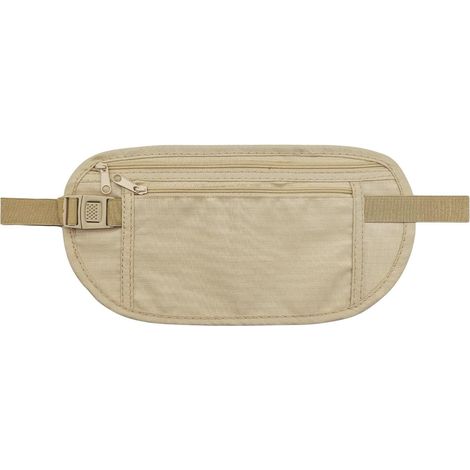 Sac banane en nylon dissimulé avec protection RFID pour femmes et hommes, sac banane antivol à porter sous les vêtements avec réglage (beige) (1/5)