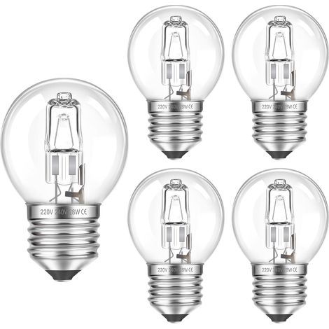 Pack of 5 E27, G45 Dimmable Clear Glass 28W Warm White 2700K Light Bulbs for Chandeliers