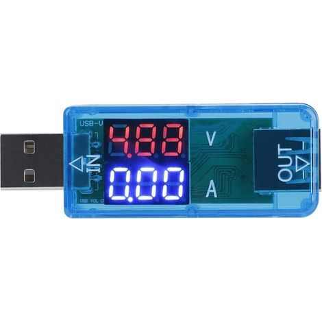 Testeur USB, affichage LCD couleur Voltmètre Ampèremètre Compteur de courant Chargeur multimètre Testeur USB Vitesse de test des câbles du chargeur(Bleu) (1/5)