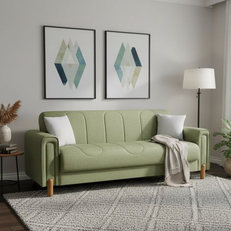 3-Sitzer Schlafsofa Papozze, klappbar, mit Bettkasten, abnehmbar, 226x86 cm, Grün (1/3)