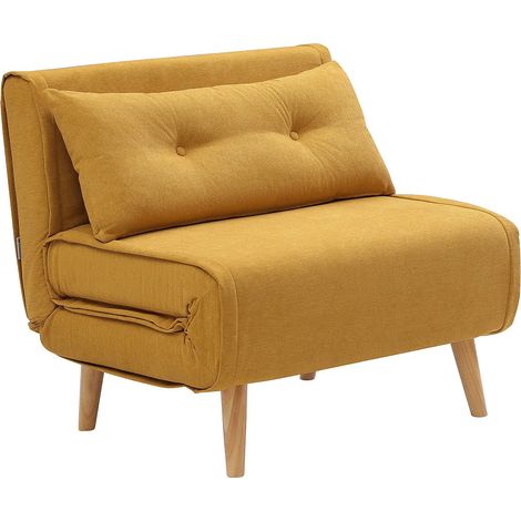 Poltrona letto in tessuto mostarda VALERIO (1/5)