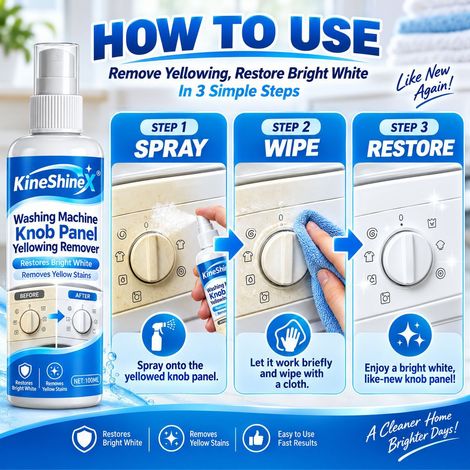 KineShineX washing machine knob panel yellowing remover removes yellow stains and restores a bright, new look. (1/4)