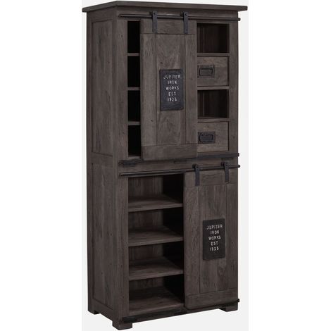 RAILWAY 217 Armadio in legno di mango - laccato / grigio 80x45x175