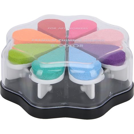Pavé d'encre 8 couleurs à base d'eau, tampon DIY pour papier ordinaire, set d'impression manuelle (1015 Happy Time) (1/5)