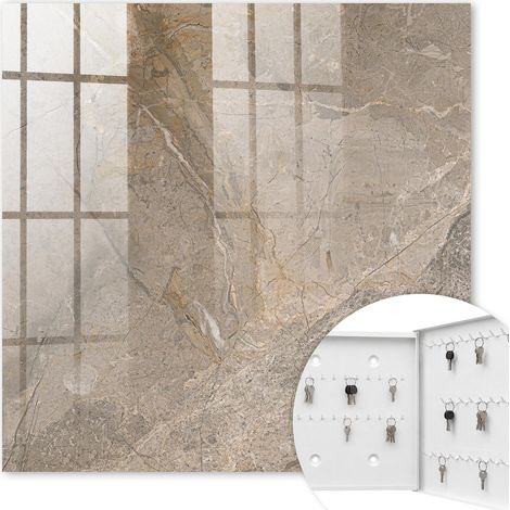 Armoire à clés - (30 cm x 30 cm) - Boîte à clés murale - Coffret de rangement pour clés - Couleur blanche - Ouverture vers la droite - Pour maison et bureau - structure naturelle