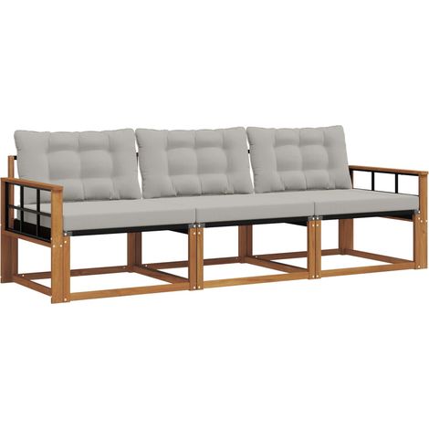 Conjunto de sofás de exterior 3 pcs Gris Natural y Claro vidaXL (1/5)