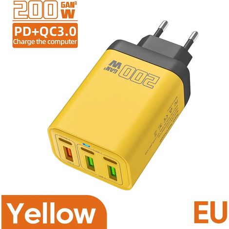 Chargeur secteur USB-C 6 ports 200 W Quick Charge 3.0 (PD) pour iPhone, Xiaomi et Samsung (1/5)