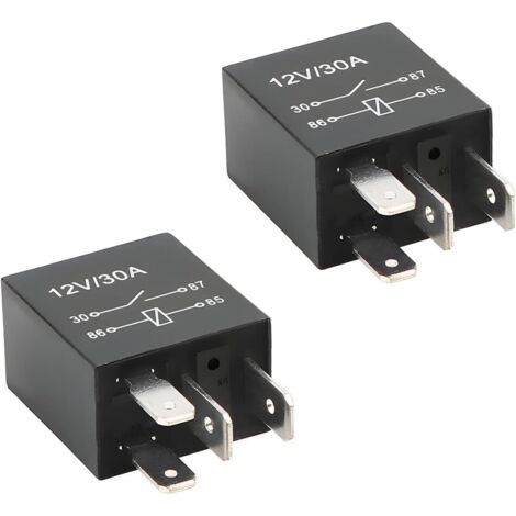 BUNTHAUS 2 Pièces Relais Voiture 12V 4-Pin 30 Ampères, 4 Broches SPDT Multi-Purpose Relay Heavy Duty Relais Standard, Contacteur Relais Commutateur Power, Auto Commutateurs Et Démarreurs