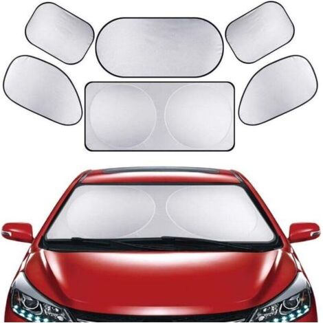 Protector solar para ventanas de auto, de 6 piezas, protector solar para ventana frontal o trasera, protección UV, protector solar reflectante para SUVs y la mayoría de vehículos, color plateado, prot (1/4)