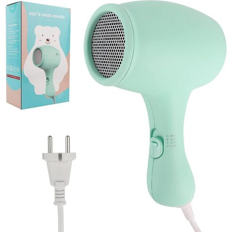 Seche Cheveux Enfant, Mini Sèche-Cheveux pour Fille, Petit Sèche-Cheveux Léger 550W, Faible Bruit (Vert) (1/5)