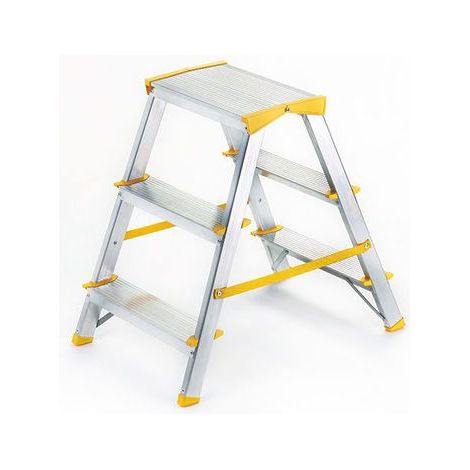 Matisère – Marchepied double accès 2x4 marches – Hauteur de travail 2,34m – Stabilité renforcée avec patins antidérapants – SKU 924
