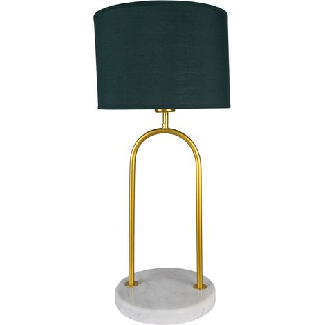 Lampe de bureau vintage en fer doré et socle en pierre avec abat-jour vert Ø 28 x 62 cm - PANGIVO (1/3)