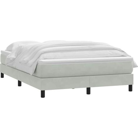 Sommier à lattes de lit et matelas gris clair 160x220cm velours vidaXL
