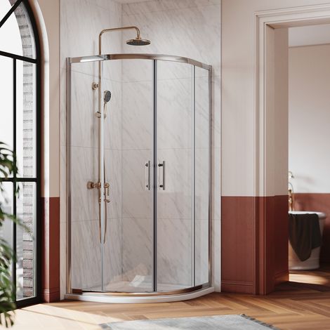 SONNI Runde Duschkabine Schiebetür Dusche 90 x 90 x 185 cm Viertelkreis-Duschkabine Radius 550 (1/5)