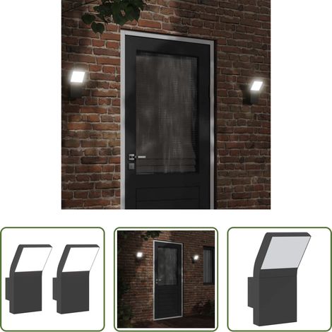 Außenbeleuchtung - LED-Außenwandleuchten 2 Stk. Schwarz Aluminiumdruckguss (1/5)