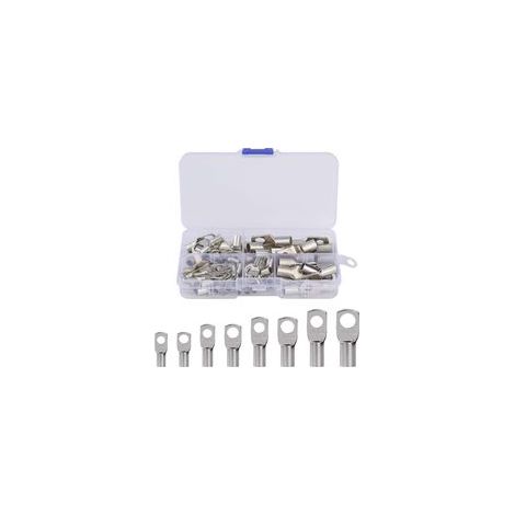 60 pièces de cosses électriques en cuivre étamé avec trou de vis, type SC pour sertissage ou soudure, compatibles câbles 6–25 mm² (6, 8, 10, 16, 25 mm²) (1/4)