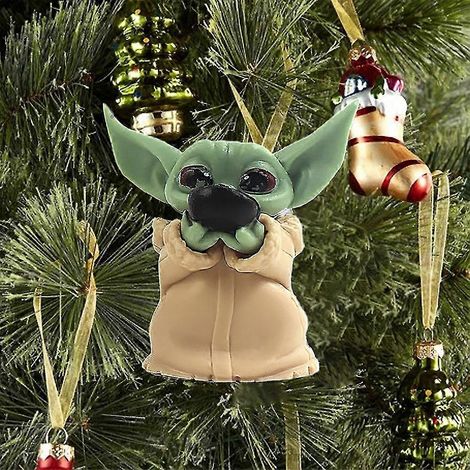 Adorno navideño de Baby Yoda y Papá Noel, colgante para árbol de Navidad, regalo de Navidad