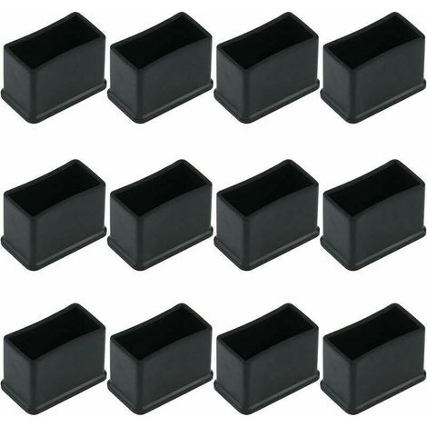 12 embouts de protection pour pieds de meuble, rectangulaires en caoutchouc feutré, 30 x 15 mm, noir (1/5)