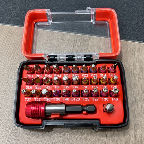Coffret tournevis de précision boîte noire fond rouge 32 pièces embouts de couleur haute dureté 300 g – Livraison gratuite