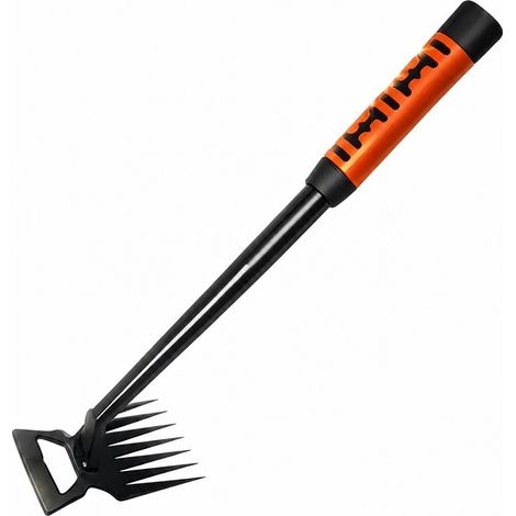 Râteau-houe 2 en 1, acier au carbone, 8 dents, outil de désherbage manuel pour potagers (1/5)