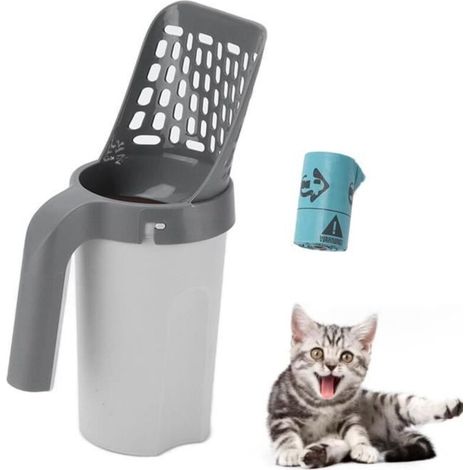 Pelle à litière pour chat avec support de rangement - YAPP - Grande taille - Blanc - PP (1/4)