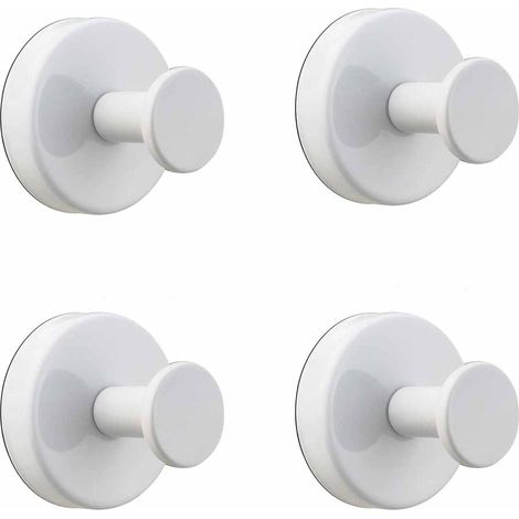 Lot de 4 Crochets à Ventouse en Acier Inoxydable, Crochets Muraux Réutilisables, Crochets à Ventouse étanches pour Fenêtres, Salle de Bain, Cuisine, Murs Lisses (blanc) (1/5)
