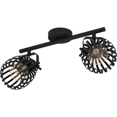 Spot Light Girona Steel Black, Brass Brush E27 2x40W L: 44 cm B: 19cm H: 15cm Dimmable (1/3)