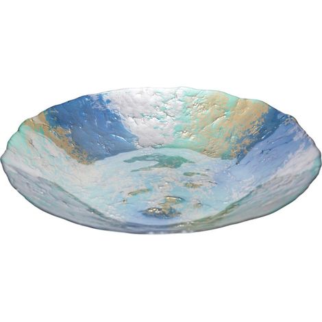 Coupe à fruits décorative en verre turquoise et doré 40 cm - Centre de table design - PANGIVO (1/3)