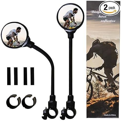 Rétroviseur de vélo, rétroviseur de vélo guidon rétroviseur convexe réglable rotatif anti-rayures et antichoc, universel adapté aux VTT et motos (2 pièces)