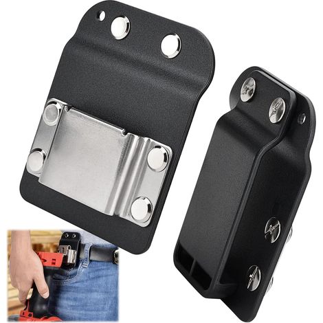 Clip on de ceinture en acier inoxydable - Support pour perceuse - Porte-outils pour ceinture - Porte-marteau pour ceinture - Sac à outils - Support à ruban - Compatible avec perceuse sans fil (1/5)