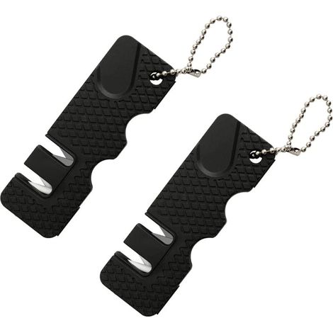 Set mit 2 Mini-Schärfsteinen für den Outdoor-Einsatz, Küchenhelfer, multifunktional, tragbar, geeignet für Reisen, schwarz (1/4)