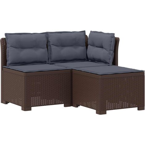 Maison Exclusive - 3-Sitzer Garten Sofa mit Kissen Rattan-Look PP (1/5)