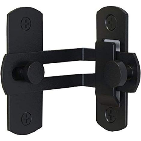 (Noir) Verrou de porte rabattable à 90 degrés Boulon Porte de grange Serrure à angle droit Boucle de porte incurvée (1/5)