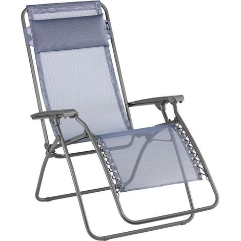 Fauteuil Relax Transat Jardin - Chaise Longue Zéro Gravité - Rt 2 - Batyline® Iso - Bleu Ocean - Lafuma Mobilier