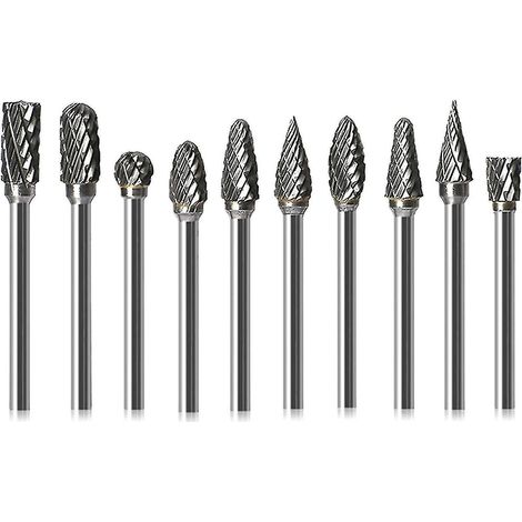 10 fraises rotatives en carbure de tungstène, tête de meulage pour outils rotatifs, meuleuse (1/5)