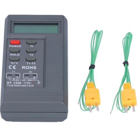 Thermomètre numérique DT1320, plage de mesure 200℃1370℃, écran LCD avec sonde thermocouple de type K. (1/5)