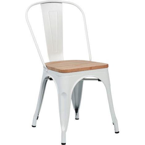 Sedia impilabile industriale 7house in acciaio e legno, 45x45x85 cm