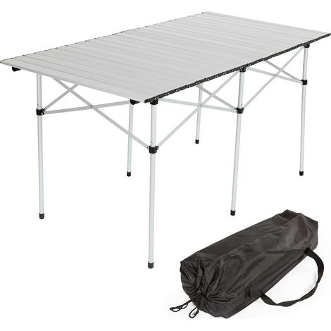 Table de camping jardin pique-nique aluminium pliante 140x70 cm + sac (1/5)