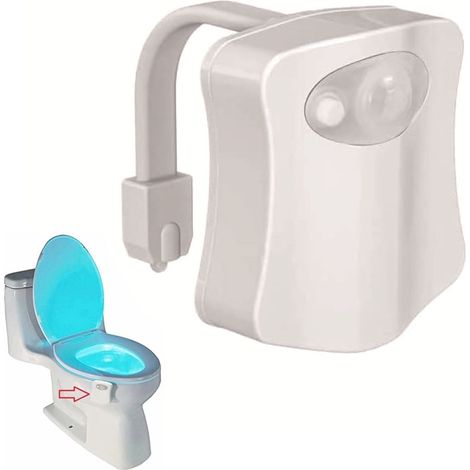 Lampe de Toilette - Veilleuse LED avec Capteur PIR - Éclairage Automatique dans l'Obscurité - 8 Couleurs Changeantes - Pour Cuvette et Siège - 1 Pièce (1/5)