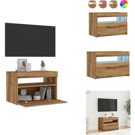 Meuble TV avec lumières LED chêne artisanal bois d'ingénierie - Meuble TV - Meubles TV - Support TV - Meuble Hifi (1/5)