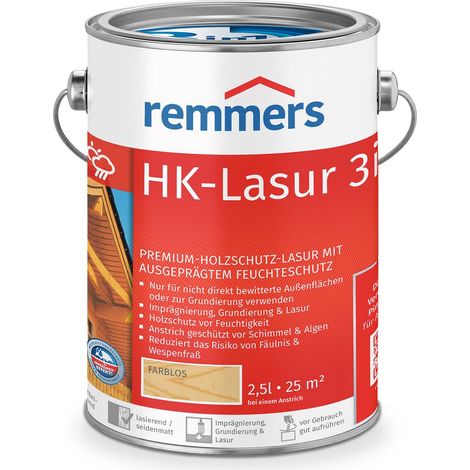 Remmers HK-Lasur 3in1 pinie/lärche, 2,5 Liter, Holzlasur aussen, 3facher Holzschutz mit Imprägnierung + Grundierung + Lasur, Feuchtigkeit- und UV-Schutz