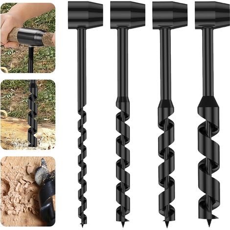 Perceuse à Main, Clé Manuelle 10-25 mm Perceuse Hélicoïdale Manuelle Pour Activités de Plein Air Bricolage Artisanat dans La Jungle Camping (Lot De 4) (1/5)