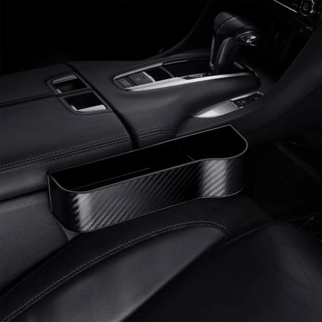 (Côté droit noir) 1 boîte de rangement pour voiture, organisateur universel pour siège auto, porte-cartes et téléphone, poche pour fente entre les sièges, organiseur (1/5)