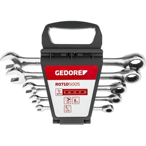 GEDORE RED 3300849 - Jeu de mâchoires à cliquet à anneau SW8-19mm 5 pcs , R07105005 (1/5)