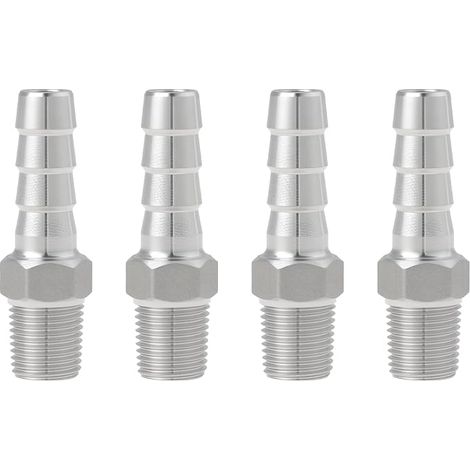 4 Pcs Raccords de Tuyau Mâles G1/8 X 8 Mm Embout Cannelé en Acier Inoxydable 304 pour Conduites de Gaz Et de Carburant (1/5)